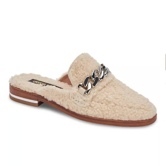 Dolce Vita Pela Mule tan slip on sherpa mule sz.6 | comfort, work, metal - Picture 1 of 14
